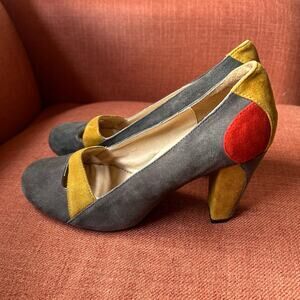 Farylrobin Suede Colorblock Heels Size 8